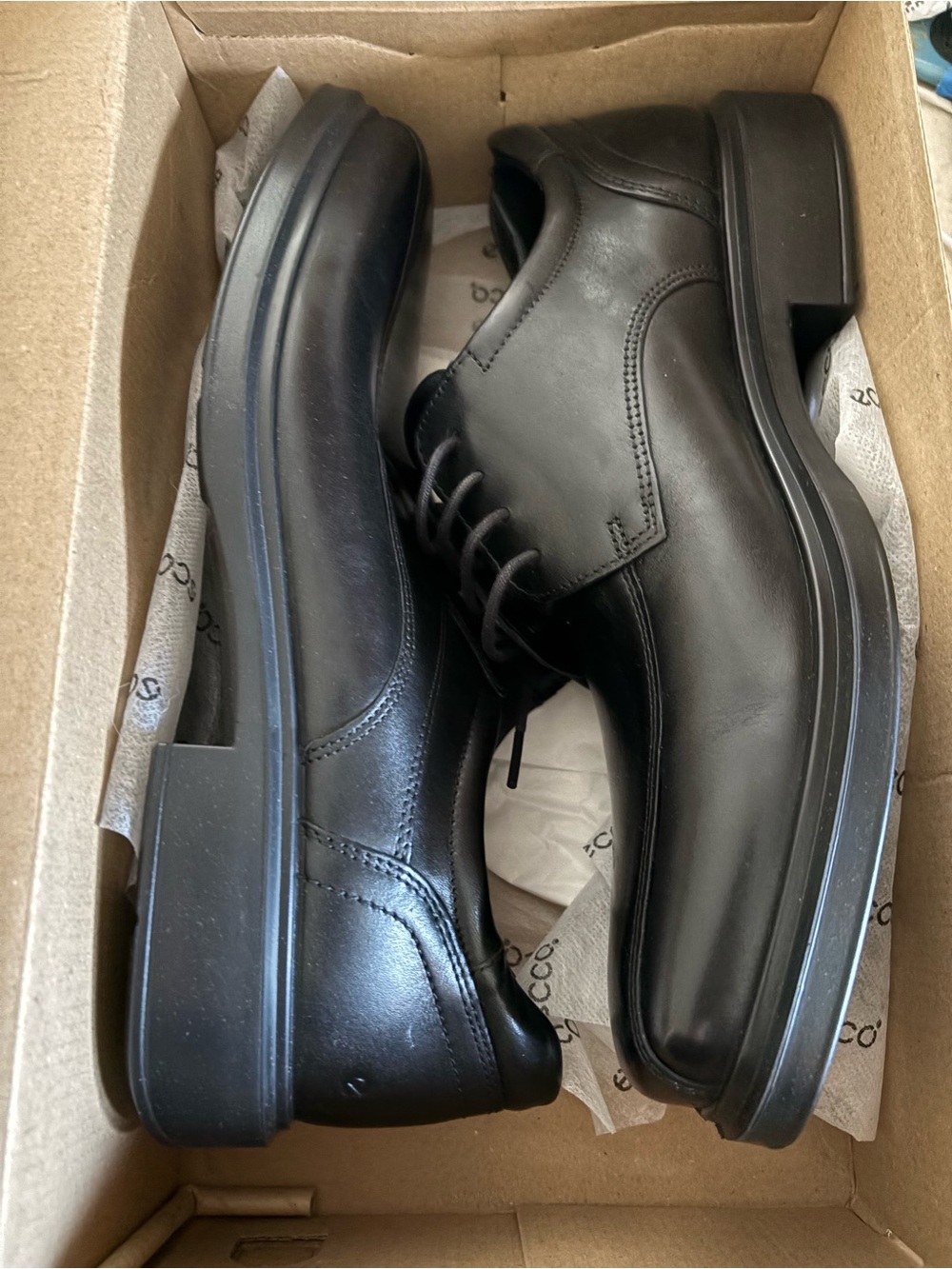 Ecco Black Leather Derby Shoes